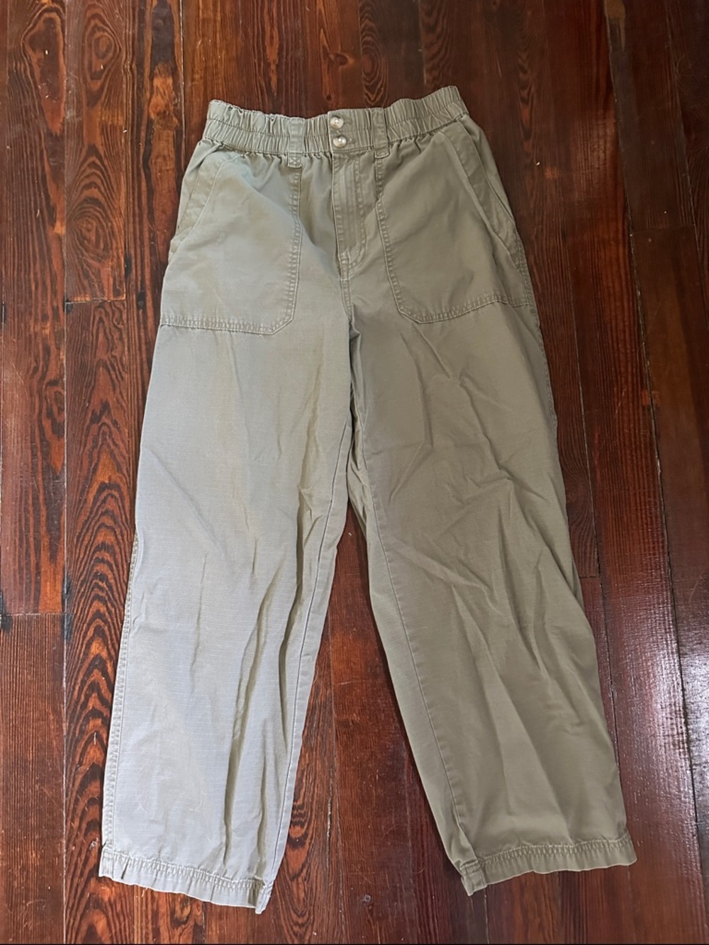 Madewell Womens Khaki Straight-Leg Chinos Trouser Pull on Size Small 100% Cotton - Picture 2 of 6